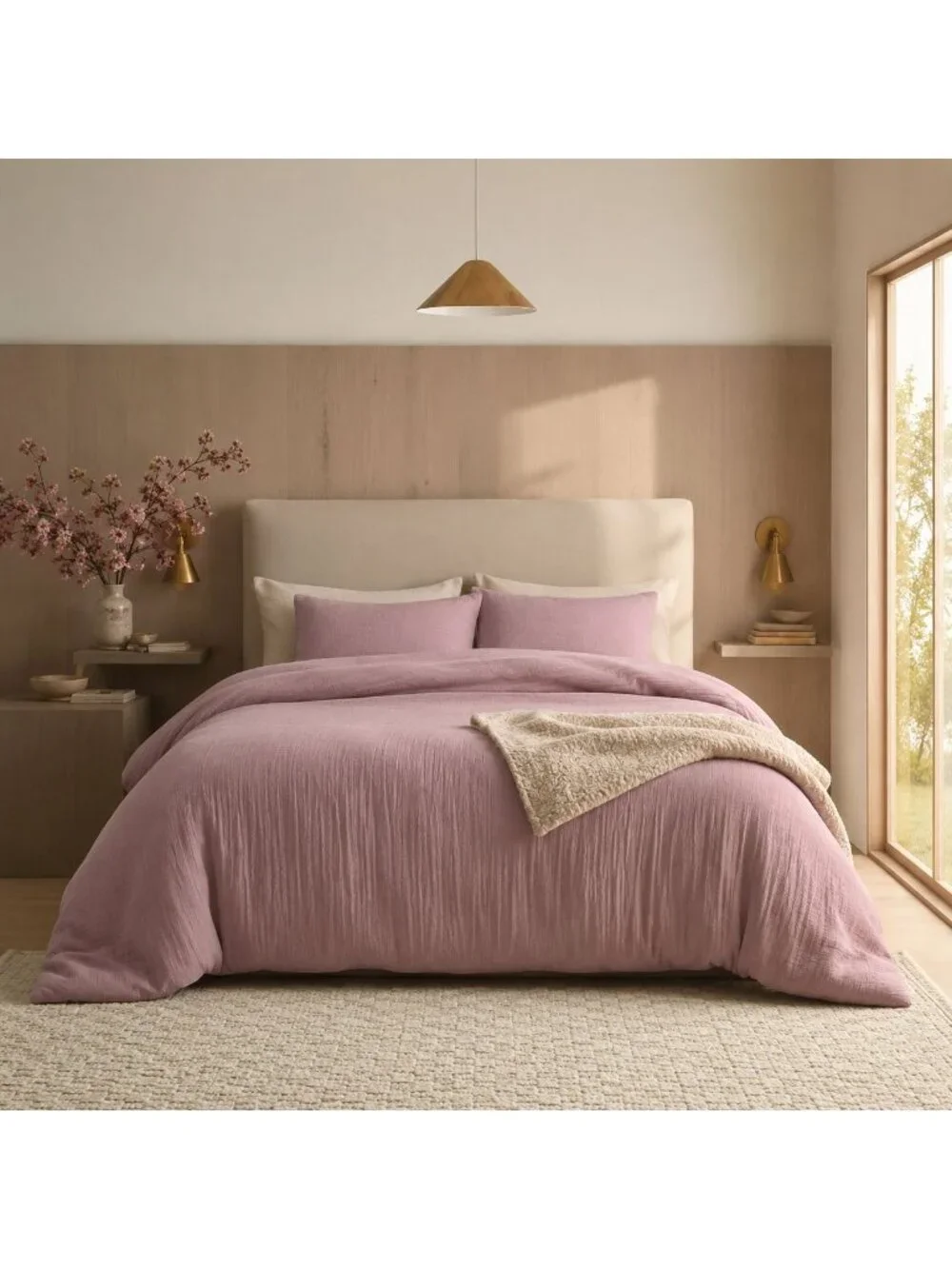 S22 | Quince Organic Airy Gauze Duvet Cover King Cal King Fig NWT